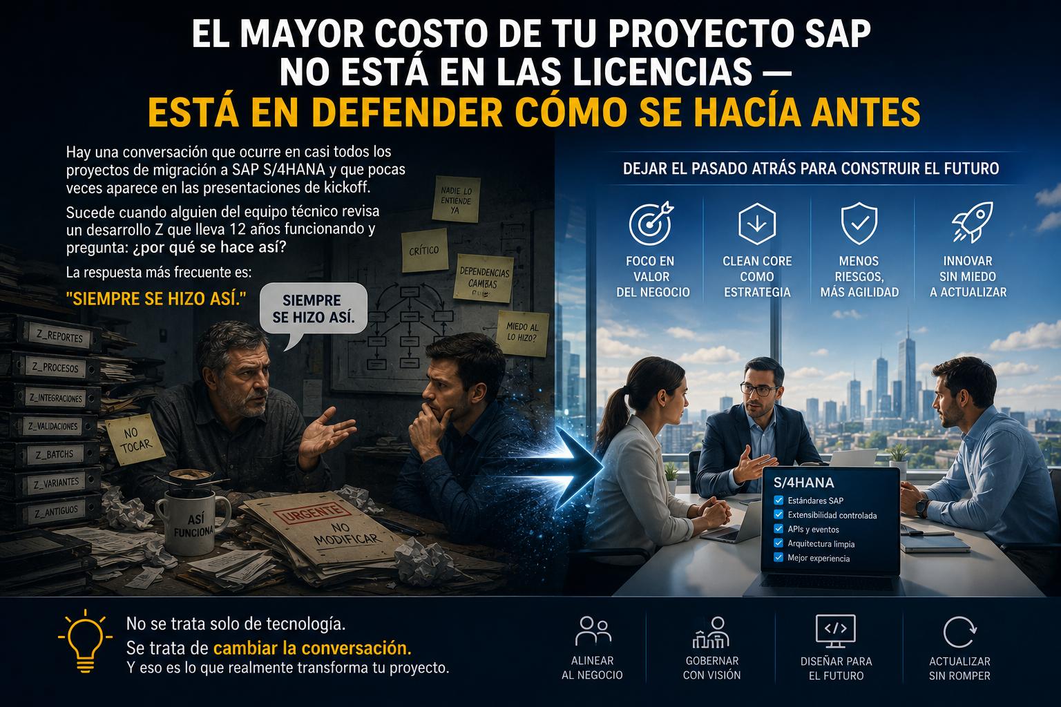 El mayor costo de tu proyecto SAP no está en las licencias — está en defender cómo se hacía antes